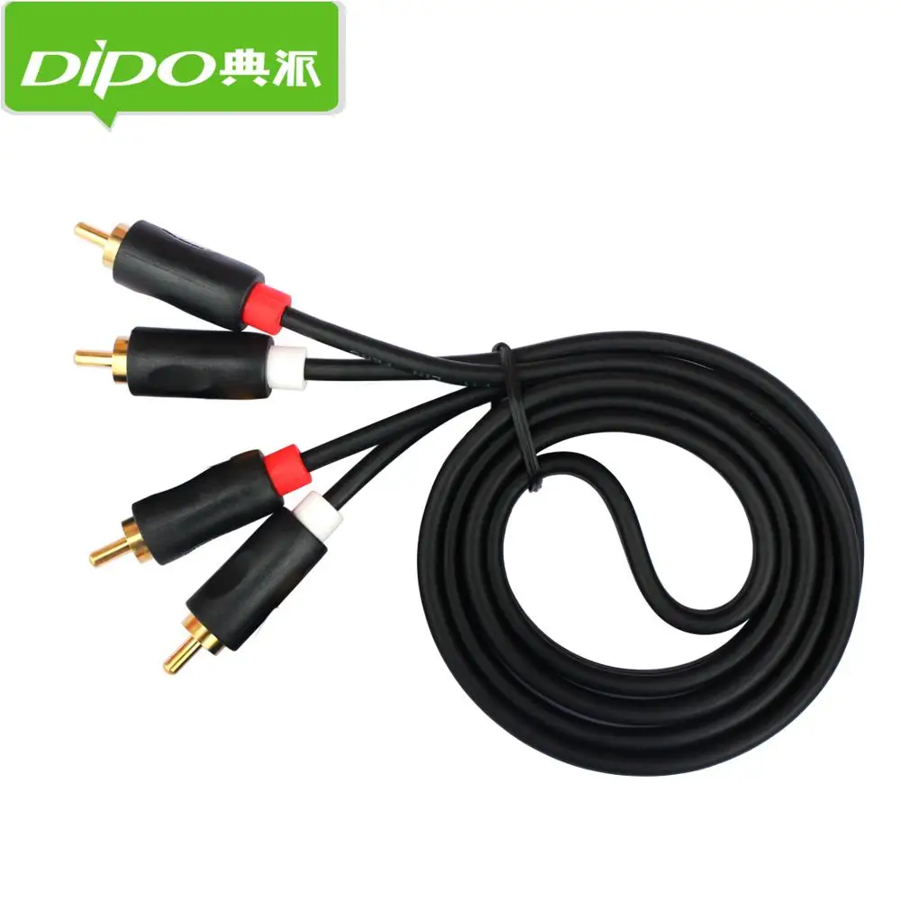 DIPO RCA аудио кабель 2RCA на 2 мужчин и позолоченный для STB DVD ТВ усилитель акустики 1 м 3