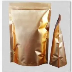 Маленький золотой стоячий алюминиевый мешок на молнии 9x13 см закрывающийся