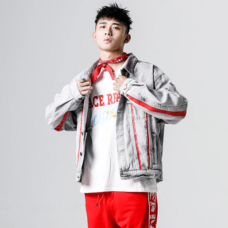 

Trendy Hip Hop Streetwer Denim Jacket Mens Jeans Jacket Male Cowboy