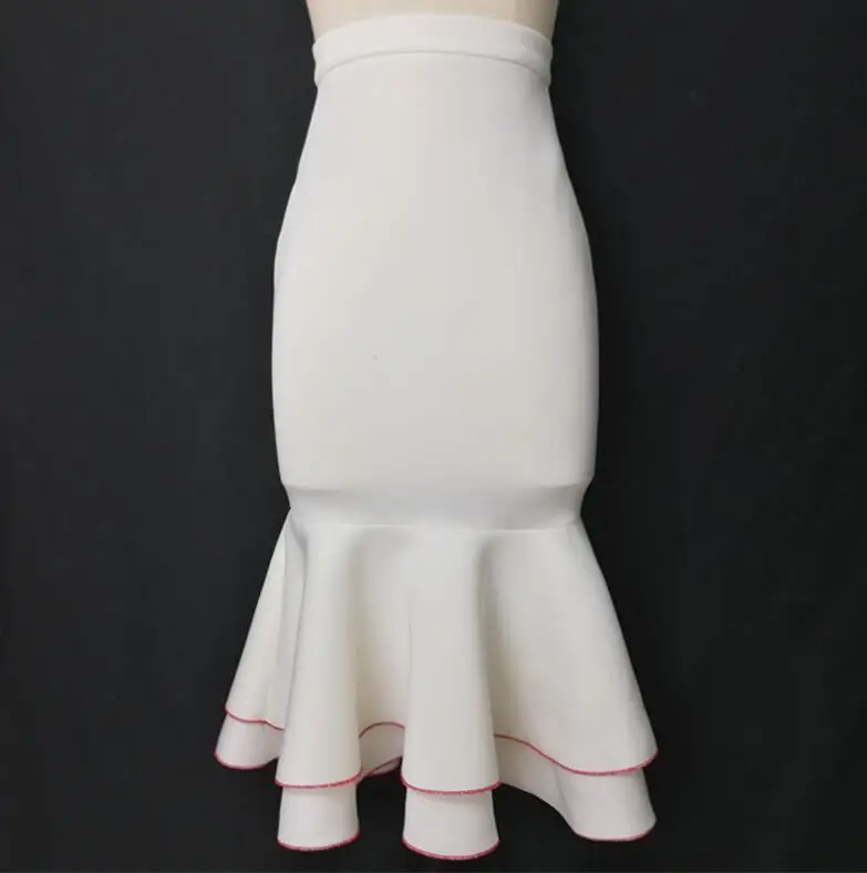 

Summer Elegant White 2pcs Set Dress Ruffles Red Contast Color Edge Elegant Ladies Fashion Casual Office Lady Work Dress XXL