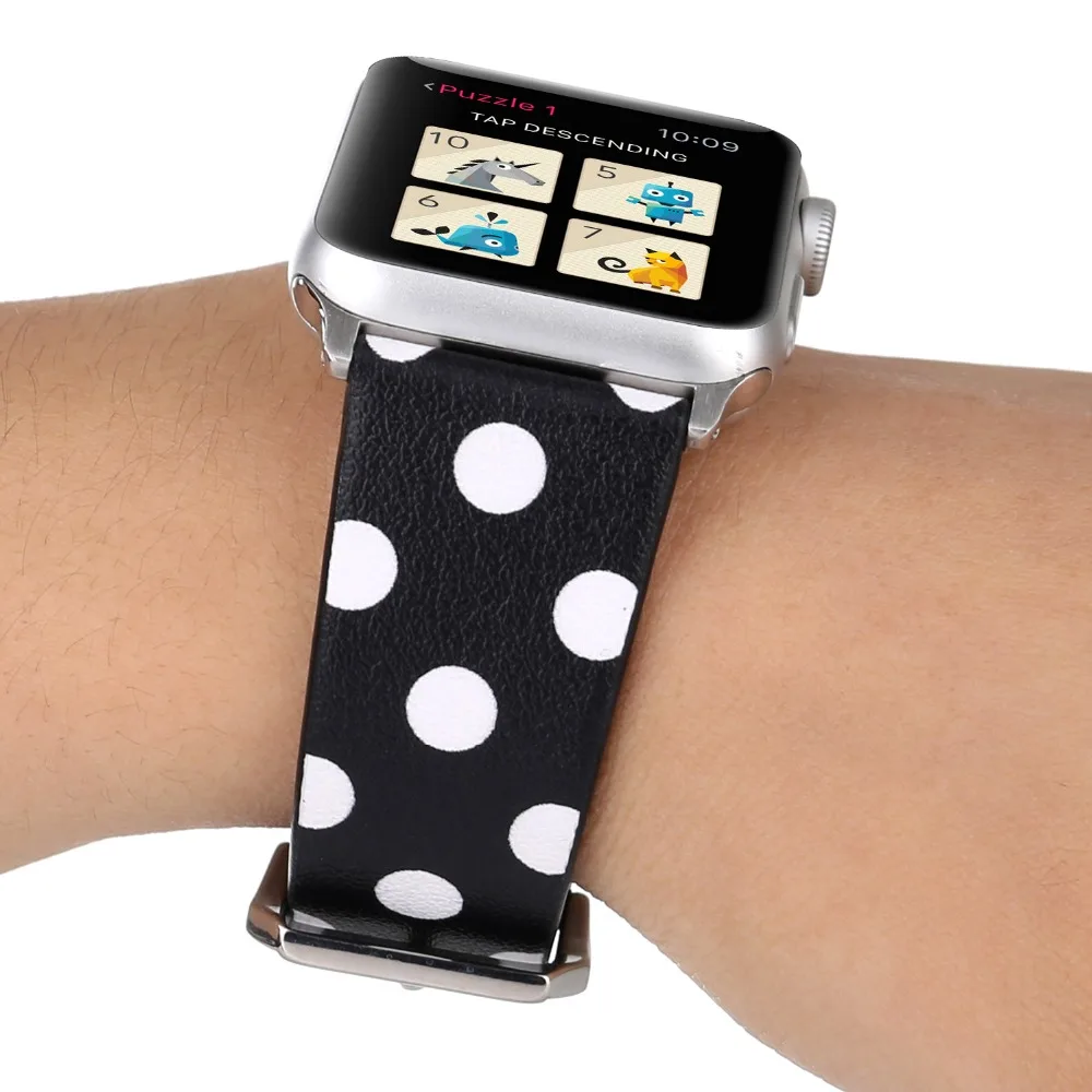 Кожаный ремешок для Apple watch band 40 мм 44 волнистый точечный браслет iWatch 38 42 series 3 4 5 se 6 |