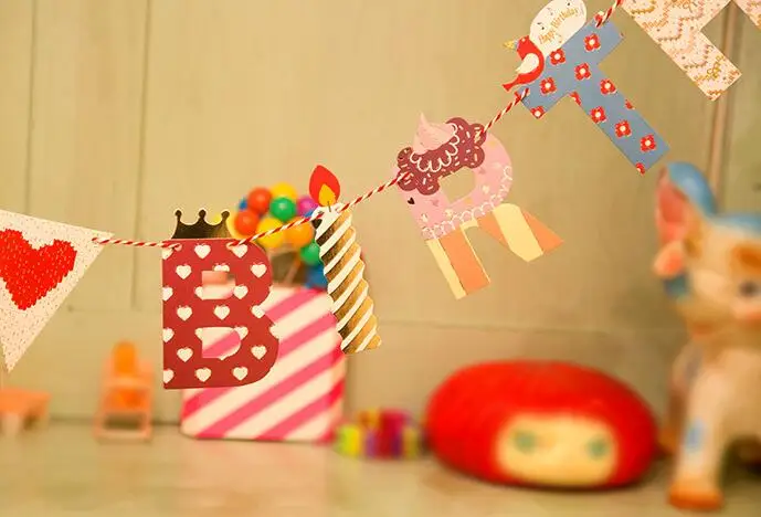 Яркий бумажный флаг с надписью Happy вечерние Декоративный баннер флажки для дня