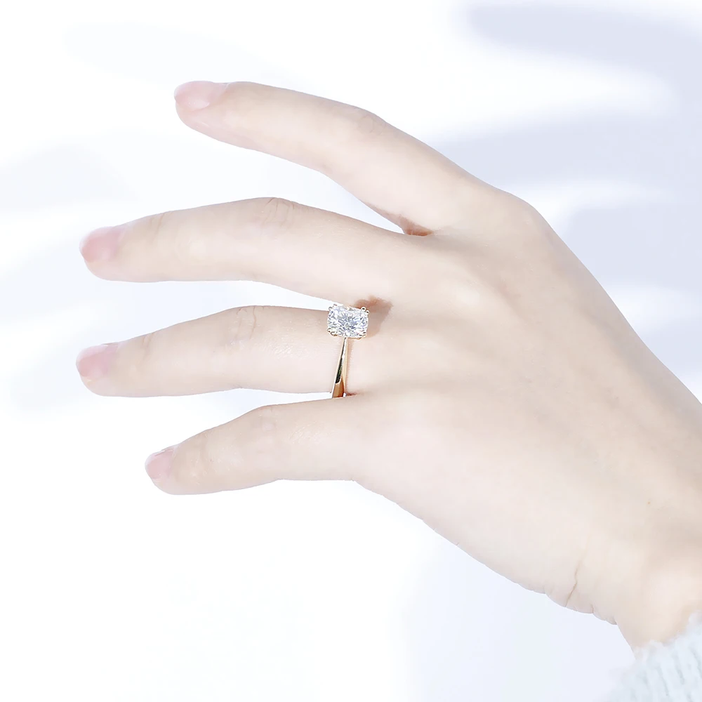 DovEggs классическое 14 к желтое золото 2ct 7*8 мм F цвет обручальное кольцо для женщин свадебный подарок дамы муассанит кольцо с бриллиантом