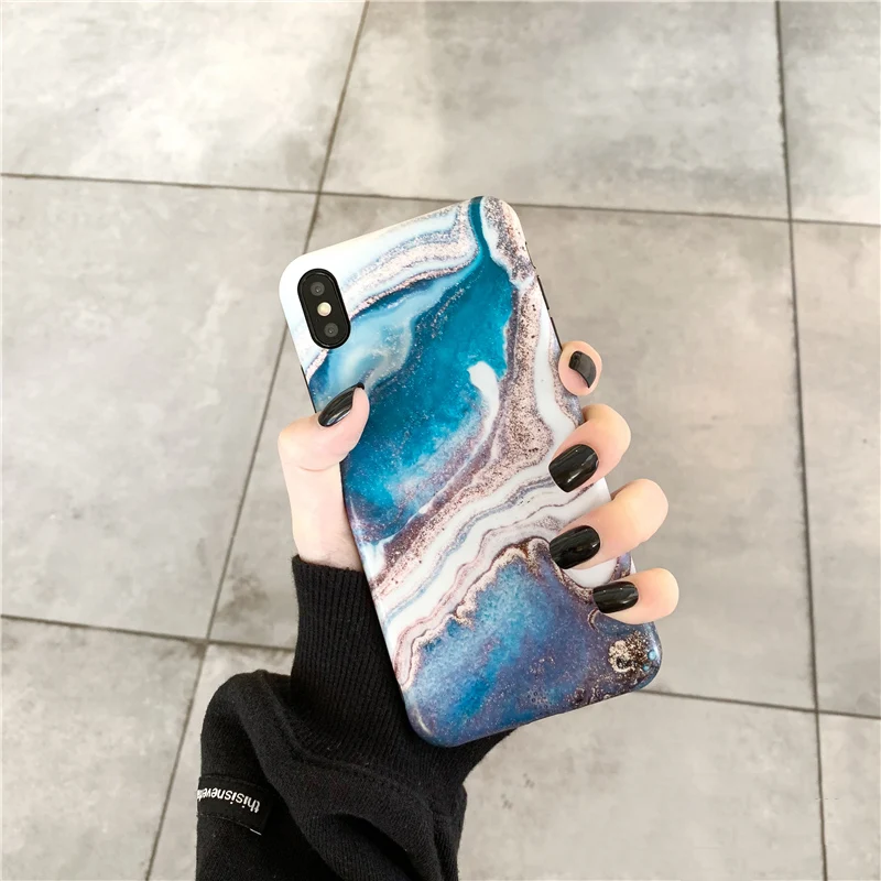 Синие чехлы для телефонов с чернилами мраморные Чехол iPhone 7 S матовый мягкий