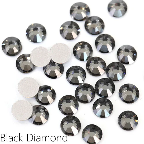 Black-diamond 1440 шт блестящие стразы с кристаллами SS3 до SS34, не Горячие Стразы с плоской задней стороной для клея одежды, камень для дизайна ногтей B0993 - Цвет: Black-diamond