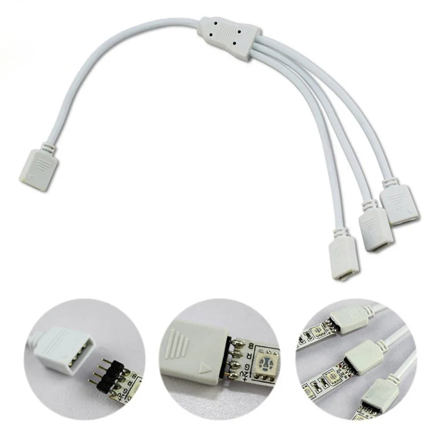 10 мм 4pin RGB Светодиодная лента Расширение линии подключения питания от 1 до 2/3/4 для