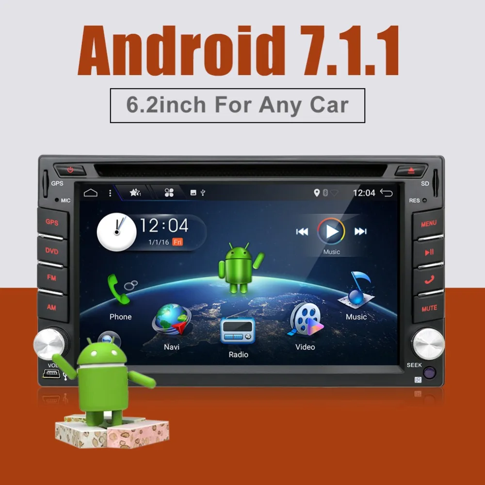Bosion 2 Дин Радио android 7.1.1 для Универсальный dvd плеер автомобиля 6 &quotTouch 4 ядра Гб DDR3