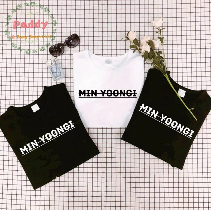 Модная футболка OKOUFEN Tumblr MIN YOONGI Suga женский топ с принтом розовых букв уличная
