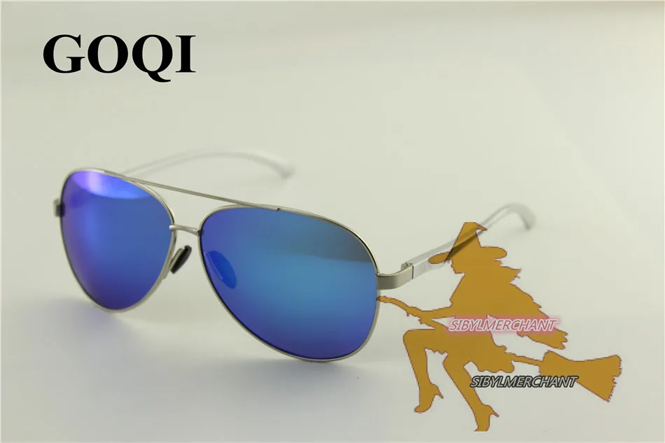 GOQI стиль мужские Gafas, оправа из металлического сплава поляризационные винтажные овальные очки, дикое покрытие цветные мужские солнцезащитные очки