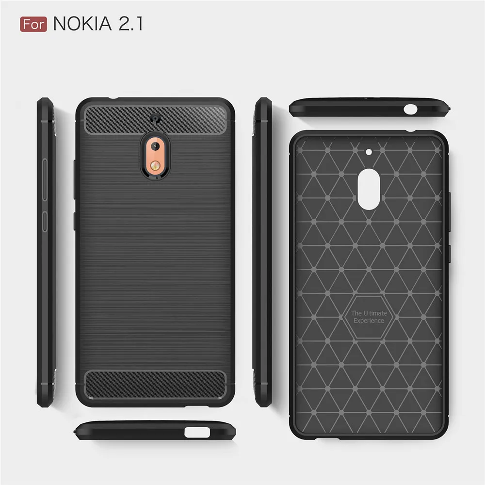 TRISEOLY For Nokia 2.1 TA-1080 TA-1092 Case 5.5'' Carbon Fiber Brushed TPU Rubber Silicone Phone Cover 2 2018 Bag Capa | Мобильные