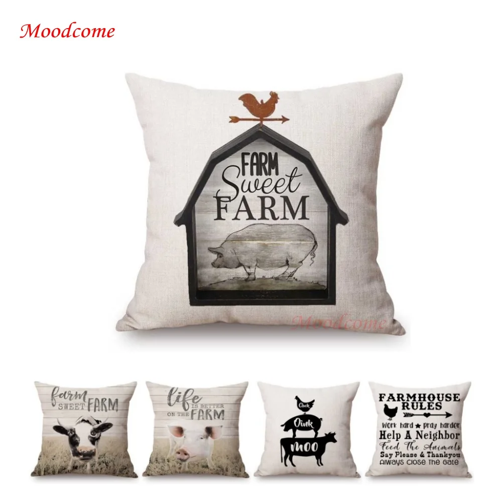 Чехол в скандинавском стиле с изображением животных милой фермы|Наволочки| |