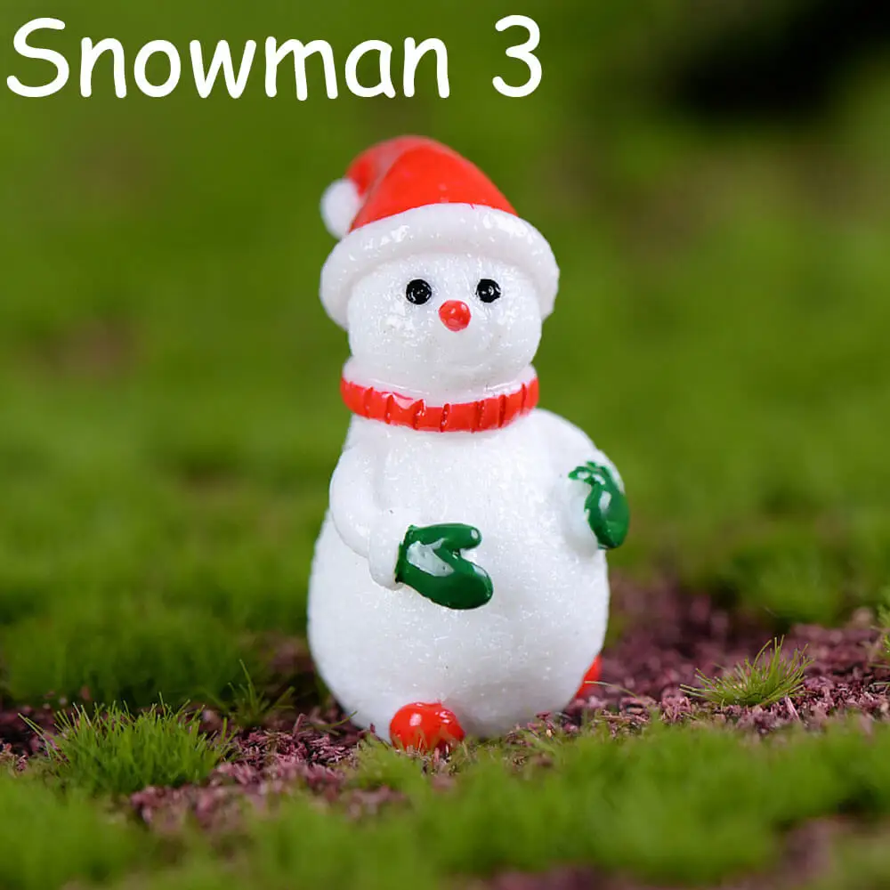 snowman 3 1 шт. миниатюрная Рождественская елка Санта Клаус Снеговики Подарочная коробка Террариум аксессуары Волшебные садовые фигурки мультфильм кукла украшения - Цвет: snowman 3