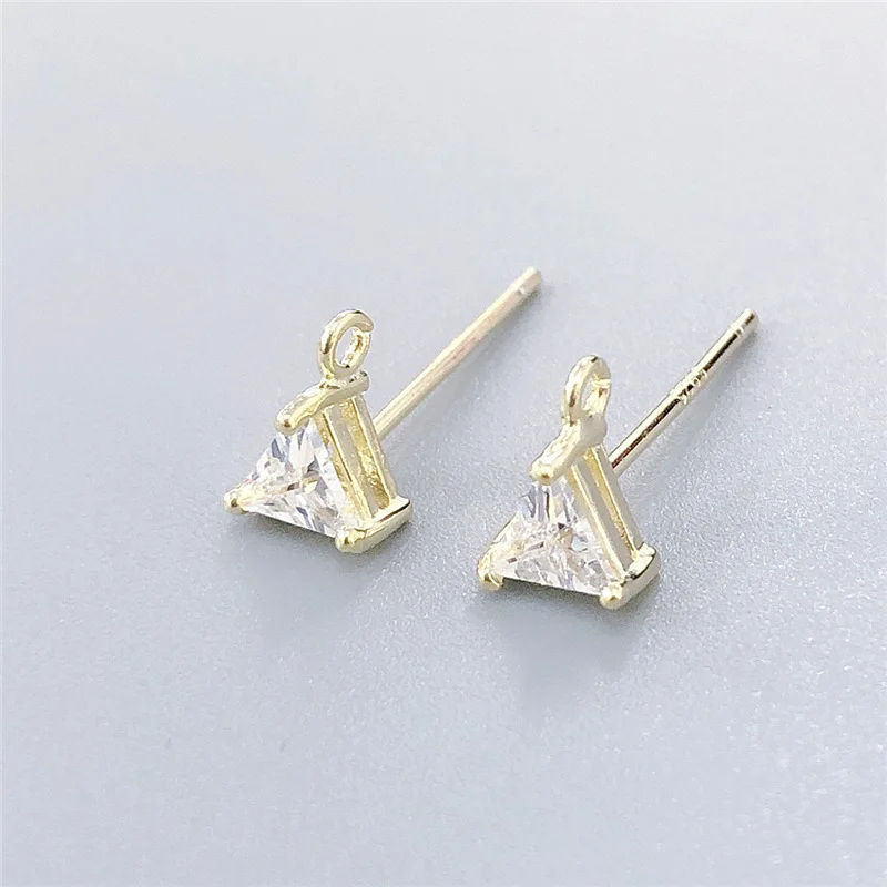 Gold color S1 2 шт., 925 пробы, серебряные серьги-гвоздики, застежка, кристалл, Шпилька для ушей, для рукоделия, для изготовления ювелирных изделий, Восстановленный цветок, сердце, серьги, фурнитура - Цвет: Gold color S1