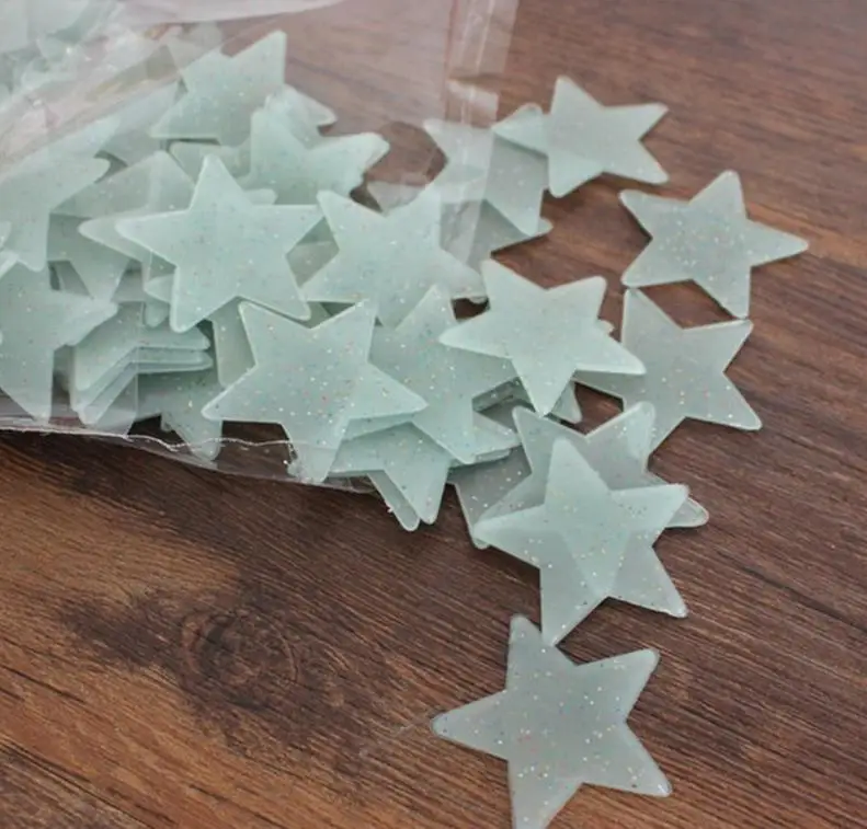 

Wall Sticker Christmas gift ideas 100 / bag PVC luminous stars in luminous patch fluorescent stickers wall stickers 3194
