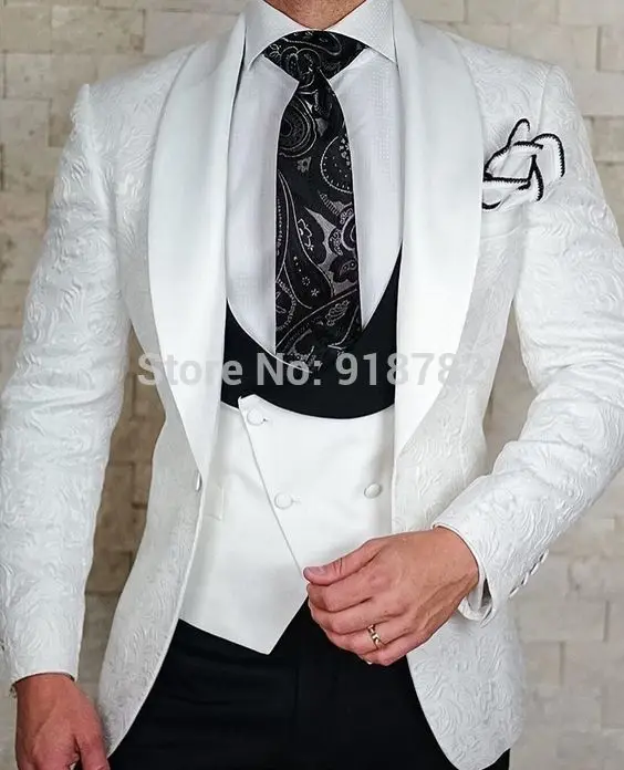 Handsome One Button Groomsmen Shawl Lapel Groom Tuxedos Men Suits Wedding/Prom Best Man Blazer ( Jacket+Pants+Tie+Vest) A175 | Мужская