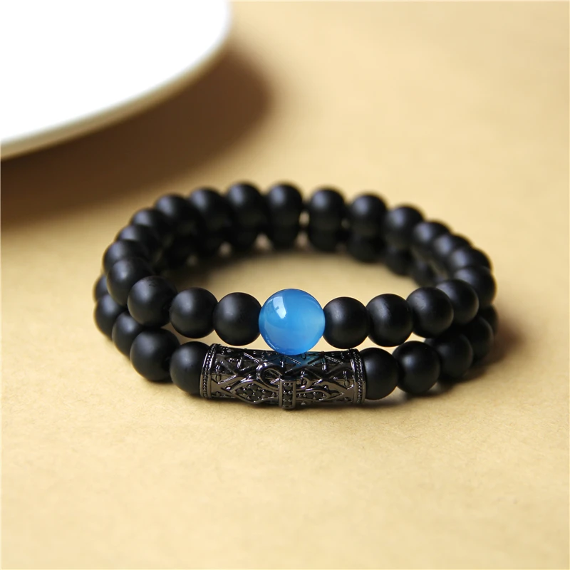 Мужские ювелирные изделия из бисера браслеты модные натуральные черные оникс