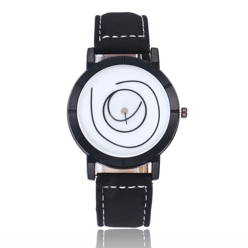 MINHIN новые модные студенческие часы 9 цветов Swirl граффити креативные женские кожаные Наручные часы школьные Relogio Femme - Цвет: 2 black