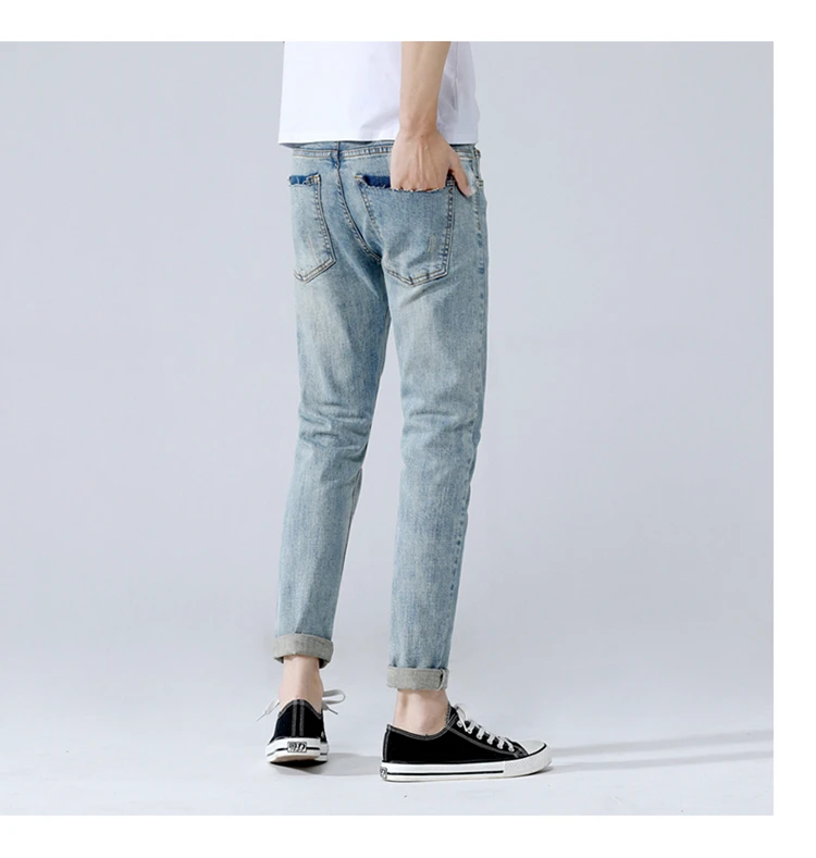 Для мужчин джинсы Classis Винтаж серый Slim Fit прямые мужские джинсы деним Повседневные длинные брюки ретро брюки брендовые джинсы niu2053