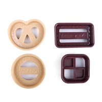 angrly 4pcsset circle square rectangle heart shaped design sugar cookie molds craft plunger cookie cutter molds tools