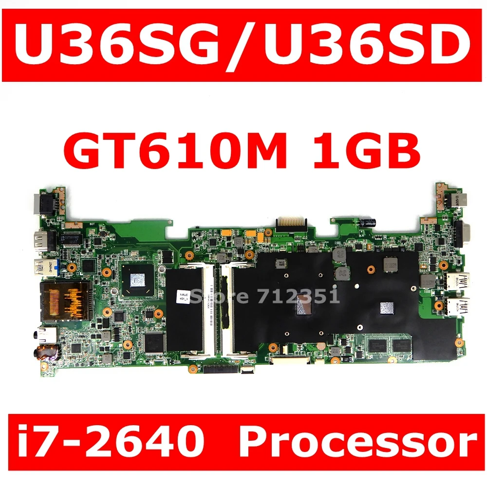 U36SG материнская плата I7-2640 процессор GT610M 1 ГБ для ноутбука ASUS U36SG U36SD U36 U36S материнская плата для ноутбука REV2.1 90R-NBJMB1700Y Тесты ОК