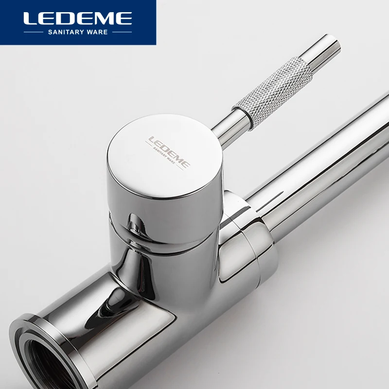 LEDEME Chrome Кухня кран латунь Поворотный кран питьевой воды 2 варианта фильтр для воды очиститель Кухня смесители мойки, краны L4155-3