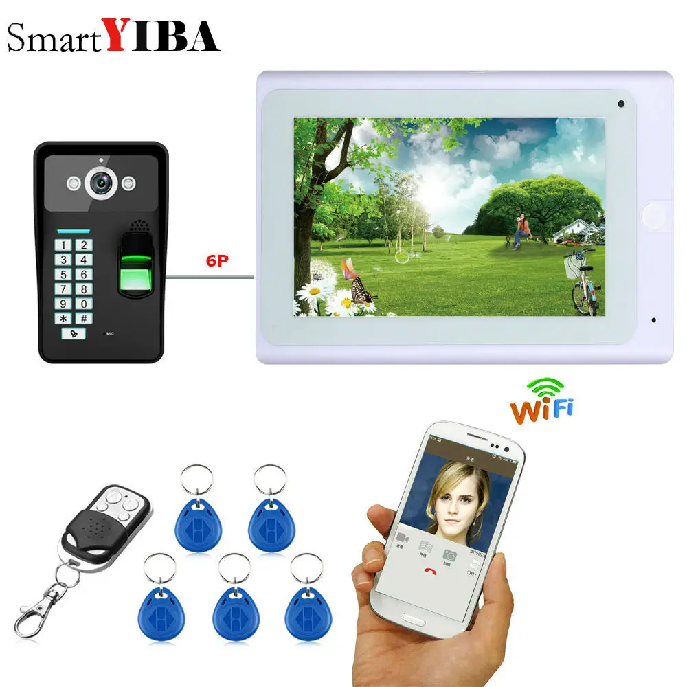 Yobang Security 7 &quotпроводной/беспроводной Wifi видео дверной звонок Домофон с отпечатком