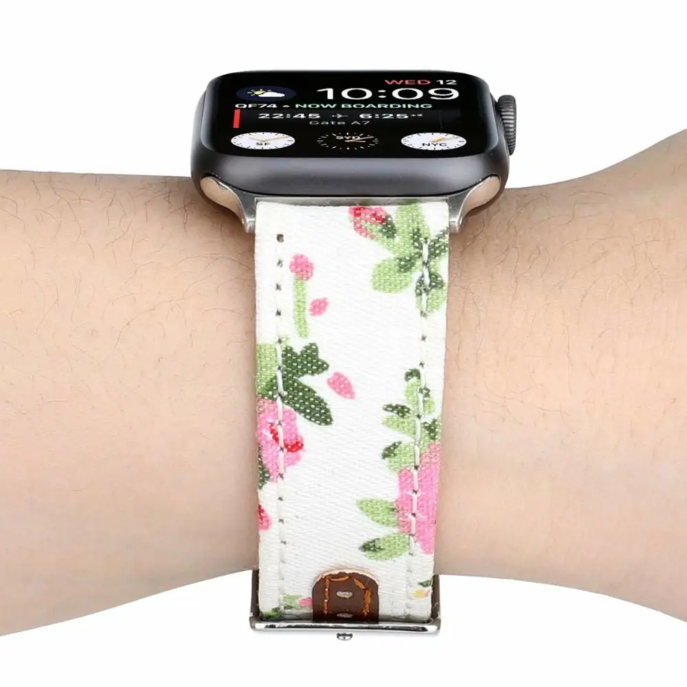 Высококачественный кожаный ремешок на петлях для Apple Watch band 4 44/40 мм джинсовый