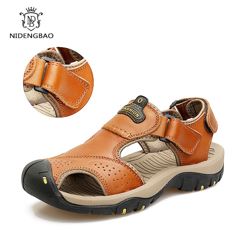 Мужские летние сандалии из натуральной кожи мягкий светильник Повседневная