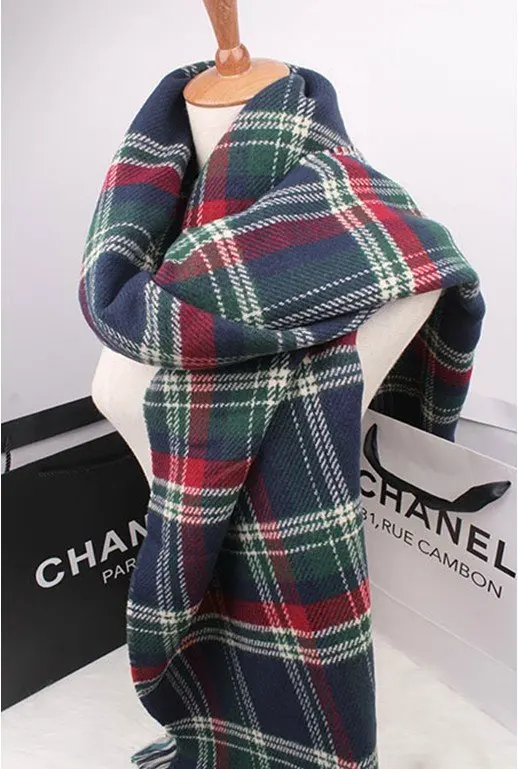 Женский зимний акриловый кашемировый клетчатый шарф фирменное одеяло шаль