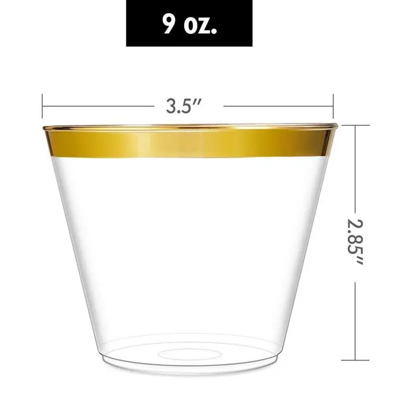 100PCS Fashion Eco-Friendly And Practical Wedding Party Gold Bronzing Plastic Cup Disposable Gold Plastic Cup For Festival