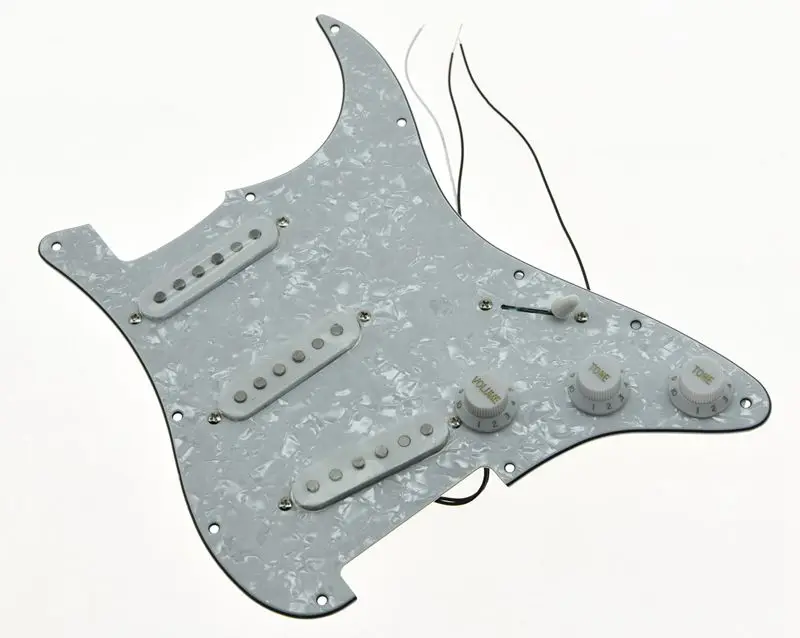 KAISH загруженные Предварительно Проводные ST Strat Pickguard с Alnico пикап белый жемчуг для