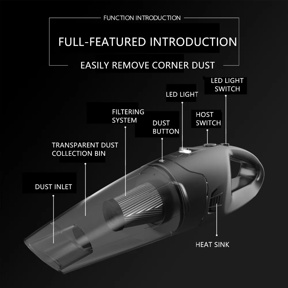 CARAYMIN Portable Handheld Cable Vaccum Cleaner 120W 5000PA Strong Suction Car Home Auto Vacuum | Автомобили и мотоциклы