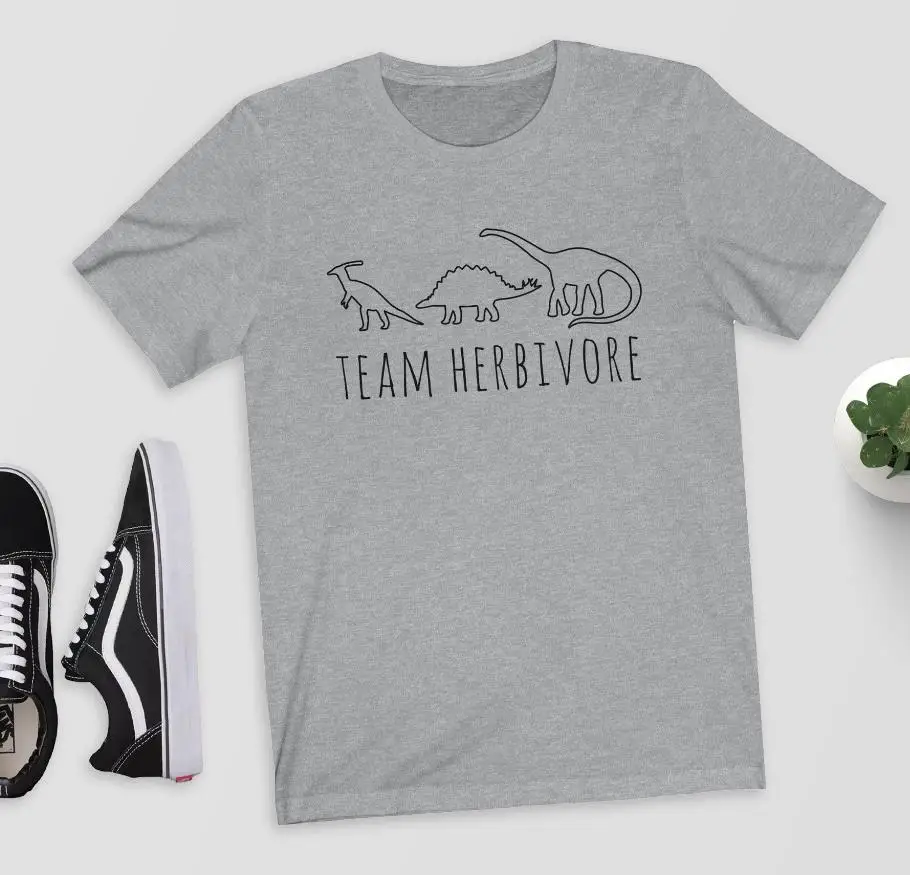 Женская хлопковая Футболка Team Herbivore Повседневная футболка с принтом динозавра