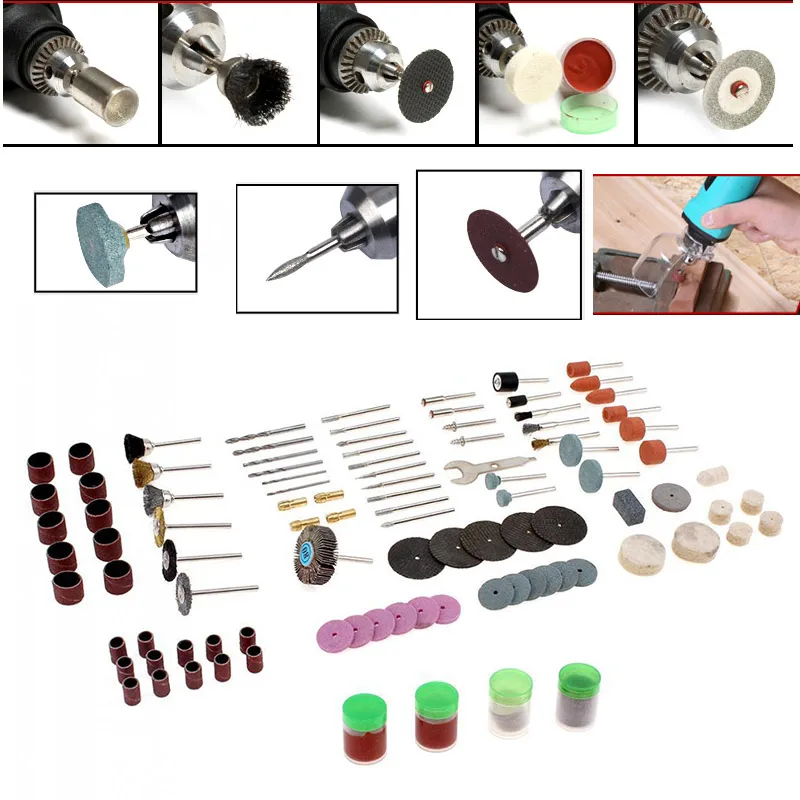 

Newest 161 Pcs/Set Grind Engrave Mill screwdriver Cut Bits Wheels Brushes For Dremel And Electric Drill @8
