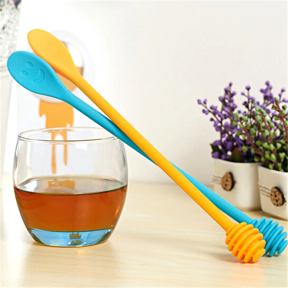 Милая силиконовая медовая ложка меда со смайликом чайная палочка с длинной