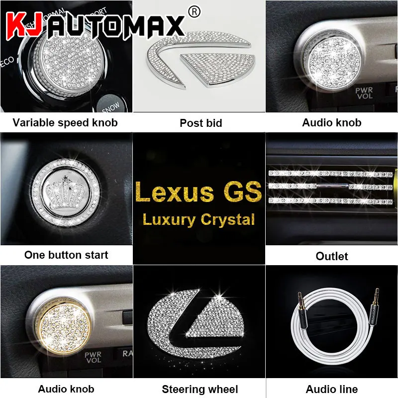 KJAUTOMAX Кристальное украшение для LEXUS GS300 200T300H 450H кнопка запуска двигателя логотип инструмент Outle наклейка кольцо-часы