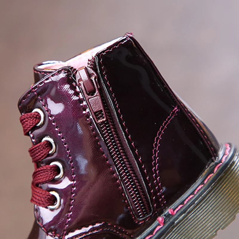 Ботинки мартинсы из лакированной кожи детская обувь ботинки для маленьких