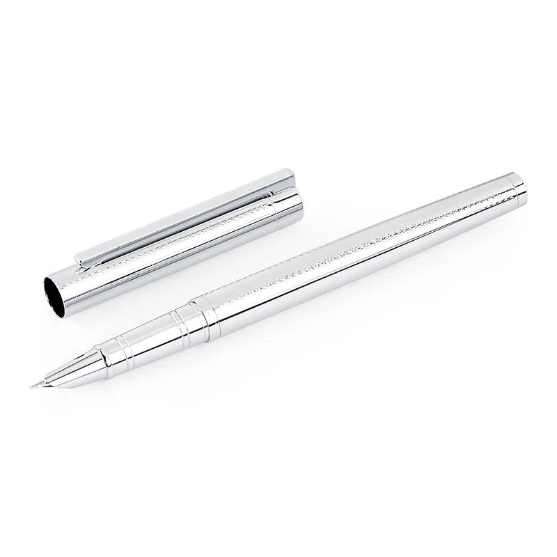 Роскошная брендовая перьевая ручка Jinhao из платиновой стали с серебристым металлическим наконечником с капюшоном для офиса и школы