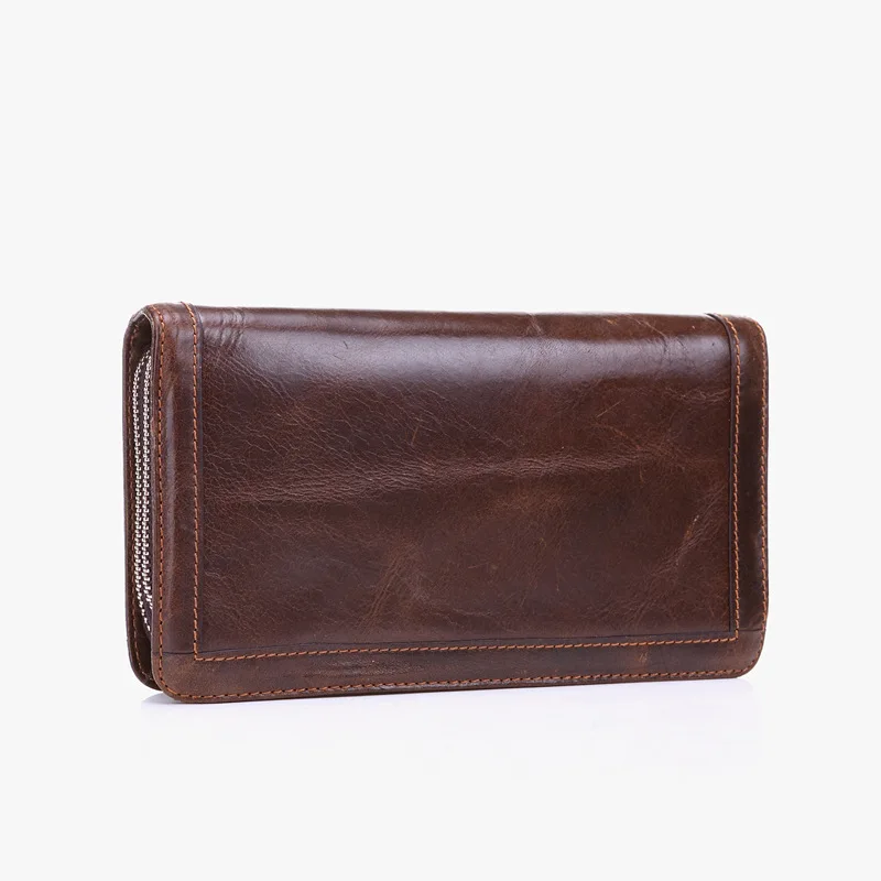 

Brand Designer Top Cowhide Leather Men's Long Wallet Clutch Brown Wallets Genuine Leather Purses Card Holder