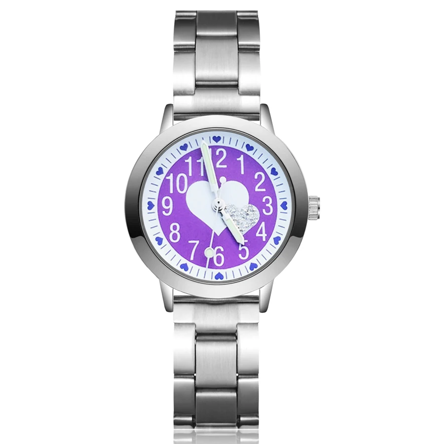 

Cute Cartoon pretty Heart-shaped style Children's Watches Kids Student Girls boys Quartz Metal steel Wrist Watch JA112
