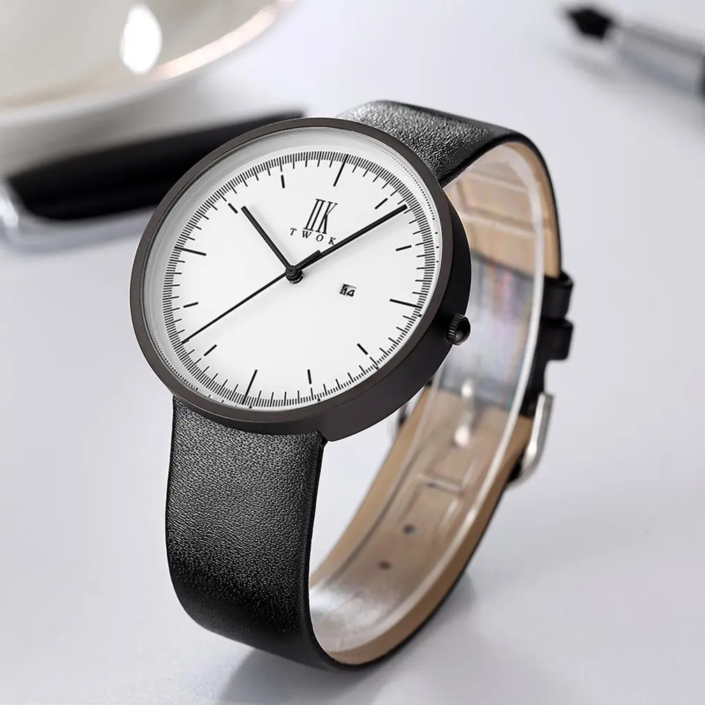 IIKTWOK Лидирующий бренд Мужские Женские кварцевые часы кожаный ремешок пары