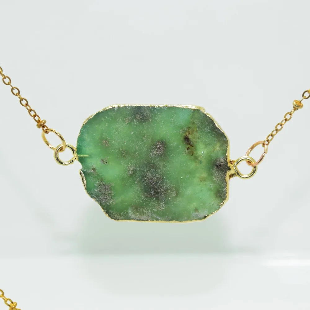 Необработанная зеленая грубая цепочка из хризопразы ожерелье для девушек 2020