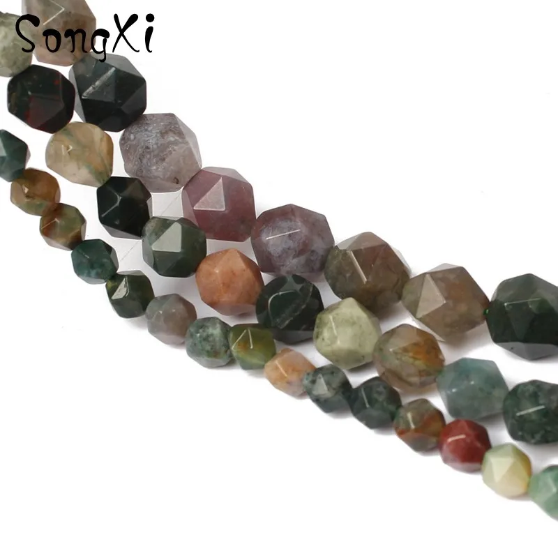 Wholesale Faceted Indian Agates Beads For Jewelry Making Natural Stone Bead Fit DIY Necklace Bracelet Jewellery 6 8 10 MM 15'' |