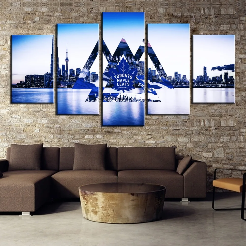 5 шт. Холст Искусство хоккейные листья логотип города Куадрос декор картины на