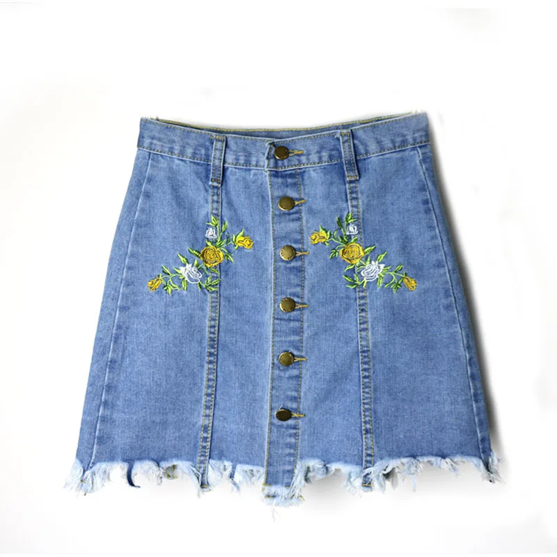 Женская короткая джинсовая юбка хлопковая винтажная трапециевидная мини-юбка с