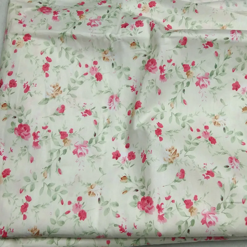 50x160 см 40S красивый розовый цветок зеленый лист печатная хлопковая ткань