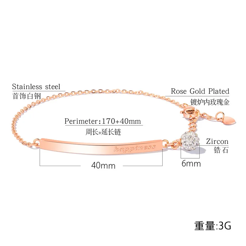 

Letter bracelet, titanium steel zircon, lettering gifts, fashion jewelry accessories wholesale,TY0523005