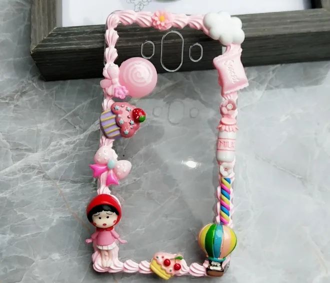 For samsung galaxy s9/s8 plus DIY case 3D Chibi Maruko-chan phone cover s6/s7 edge note 8/9 handmade cream candy girl gift |