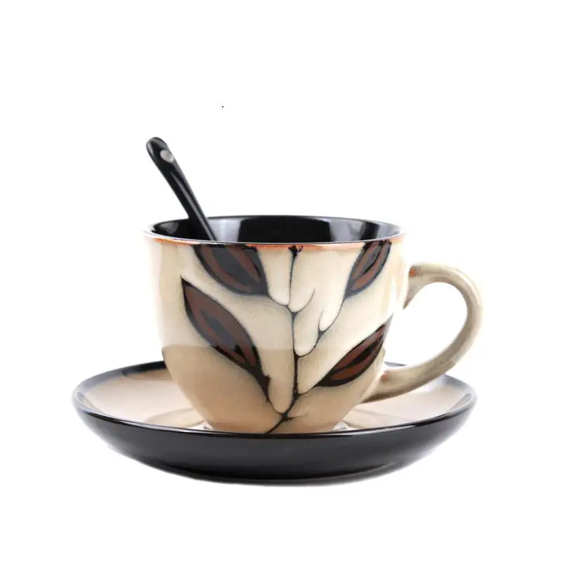 Coffeecup Set Персонализированные керамические кофейные чашки набор европейский стиль большой емкости Фарфор ручная роспись кофейная чашка с блюдцем ложка набор - Цвет: Coffeecup Set
