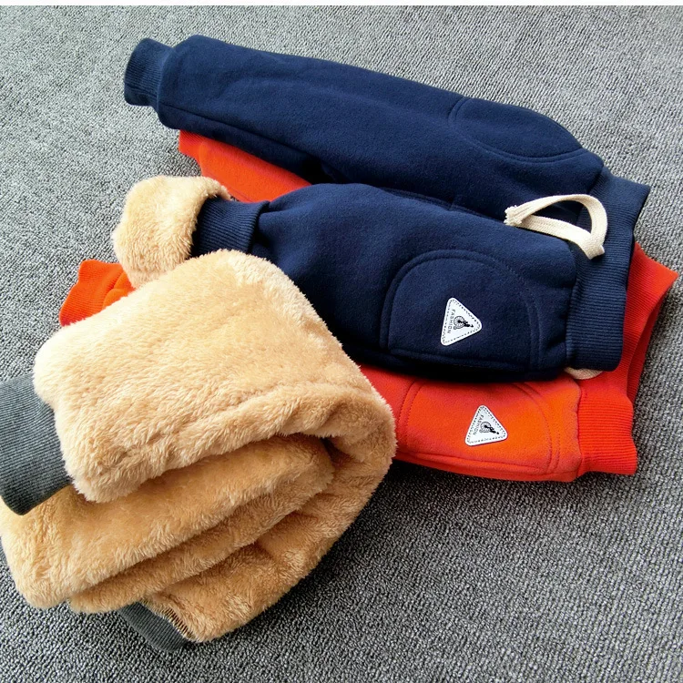 2018 зимние мальчики плюс бархатные толстые эластичные штаны детская Повседневное